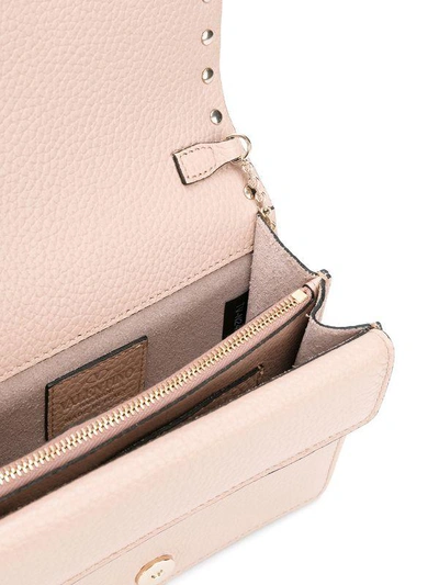 Shop Valentino Rockstud Shoulder Bag In Pink Leather In Nero