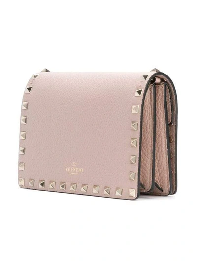 Shop Valentino Rockstud Shoulder Bag In Pink Leather In Nero