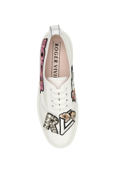 Shop Roger Vivier Call Me Vivier Patch Sneakers In Bianco