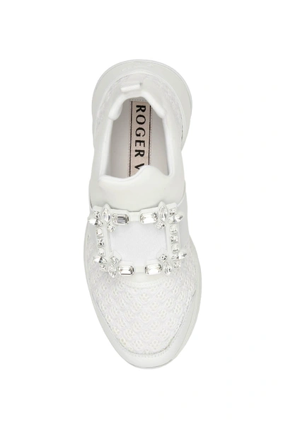 Shop Roger Vivier Viv Run Sneakers In Bianco