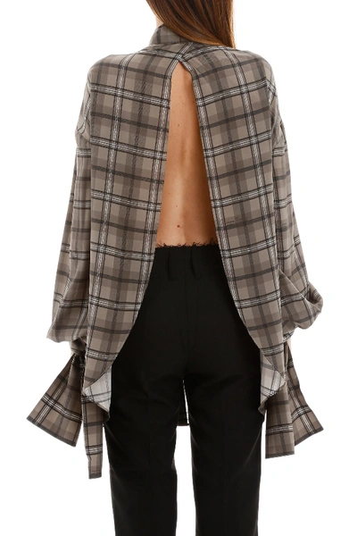 Shop Rokh Open Back Shirt In Brown Check