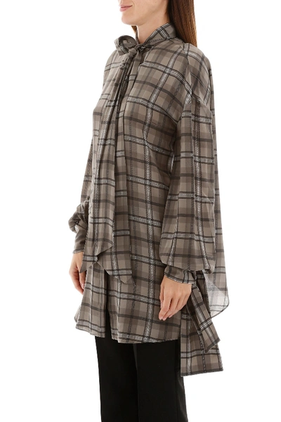 Shop Rokh Open Back Shirt In Brown Check