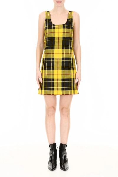 Shop Rokh Tartan Dress In Yellow