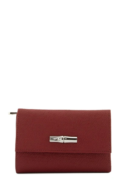 Shop Longchamp Roseau Compact Wallet In Red