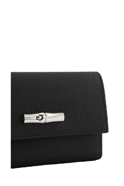 Shop Longchamp Roseau Compact Wallet In Black