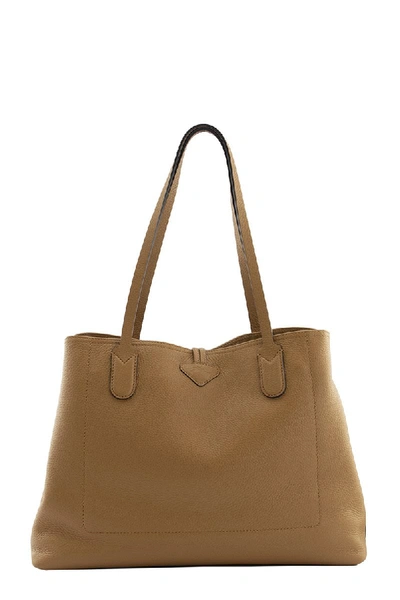 Shop Longchamp Roseau Shoulder Bag L In Natural