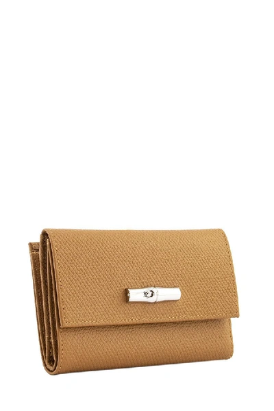 Shop Longchamp Roseau Compact Wallet In Natural