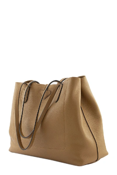 Shop Longchamp Roseau Shoulder Bag L In Natural