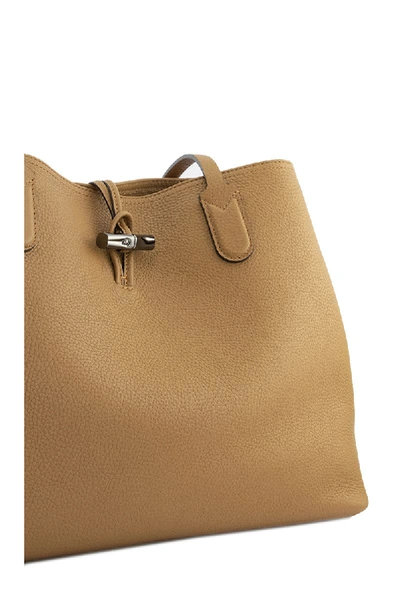 Shop Longchamp Roseau Shoulder Bag L In Natural