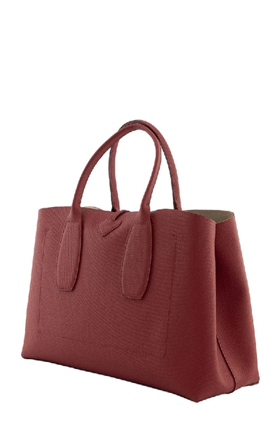 Shop Longchamp Roseau Top Handle Bag L In Red
