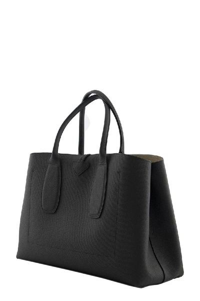 Shop Longchamp Roseau Top Handle Bag L In Black