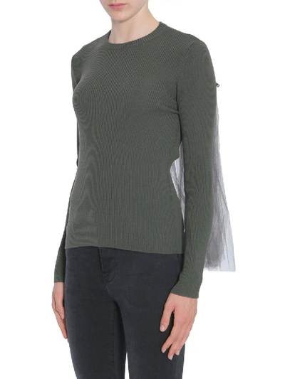 Shop Moschino Round Collar Sweater In Military Green