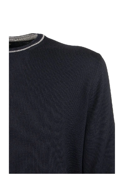 Shop Fay Round Neck Jumper In Navy