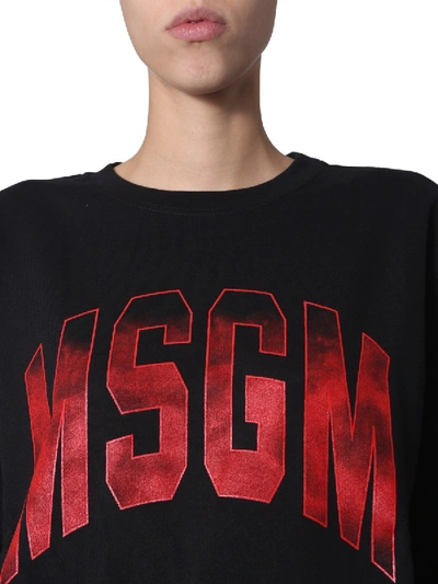 Shop Msgm Round Neck Sweatshirt In Black