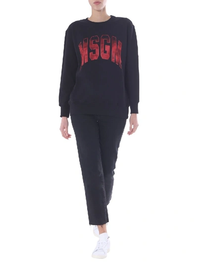 Shop Msgm Round Neck Sweatshirt In Black