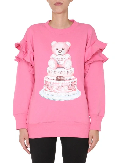 Shop Moschino Round Neck Sweatshirt In Pink