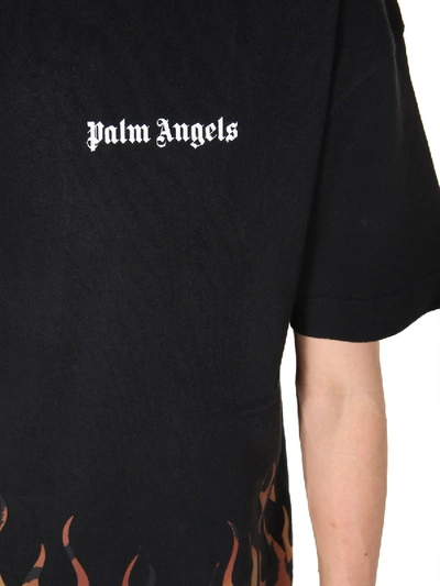 Shop Palm Angels Round Neck T-shirt In Black