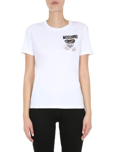 Shop Moschino Round Neck T-shirt In White