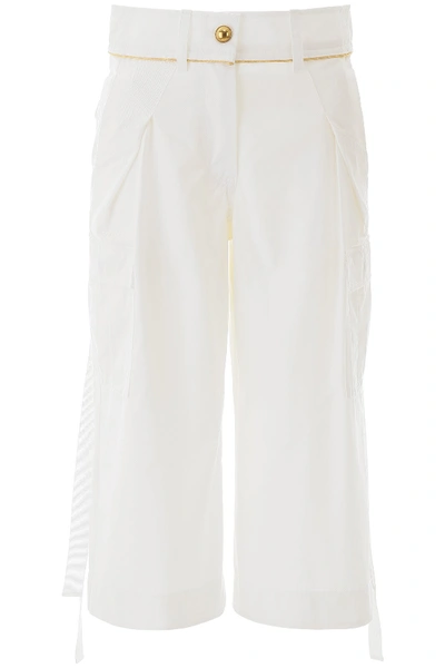 Shop Sacai Cargo Trousers In White