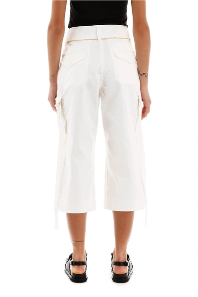 Shop Sacai Cargo Trousers In White