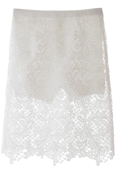 Shop Sacai Lace Skirt In White