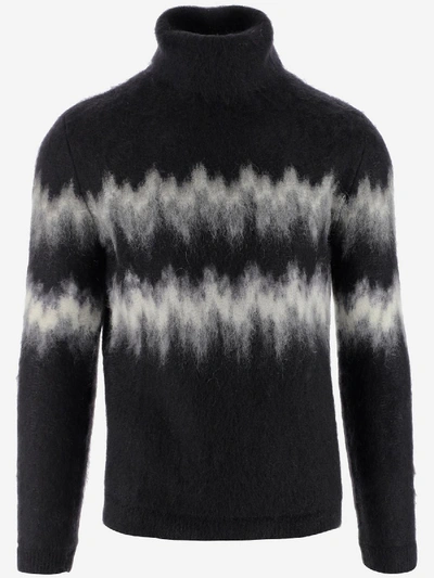 Shop Saint Laurent Sweaters In Noir/naturel/gris Ch