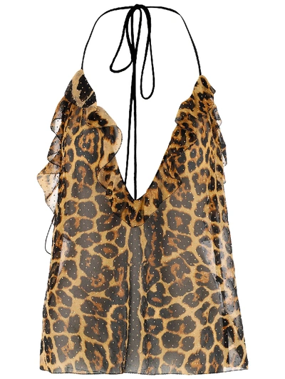 Shop Saint Laurent Top In Leopard Or