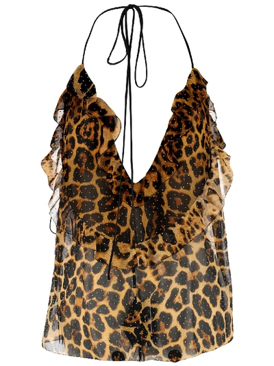 Shop Saint Laurent Top In Leopard Or