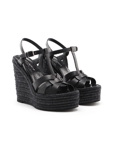 Shop Saint Laurent Sandal Espadrilles In Nero