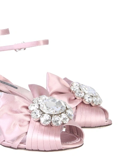Shop Dolce & Gabbana Sandal With Bow And Crystals In Pink