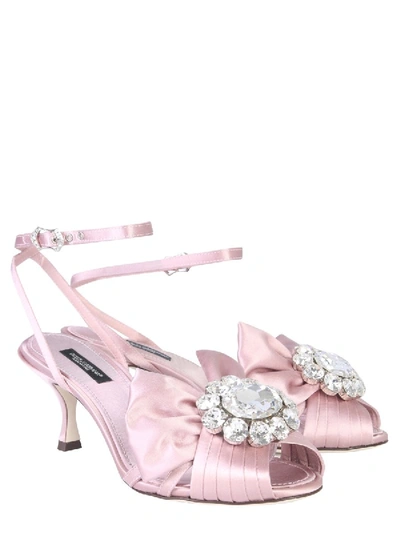 Shop Dolce & Gabbana Sandal With Bow And Crystals In Pink