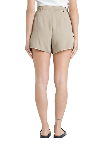 Shop Moncler Satin Piping Shorts In Beige