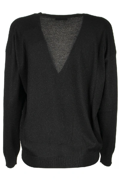 Shop Brunello Cucinelli Scoop Neck Cashmere And Silk Sparkling Yarn Lightweight Sweater In Charcoal