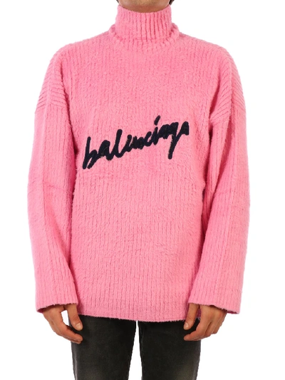 Shop Balenciaga Scribble Sweater Pink