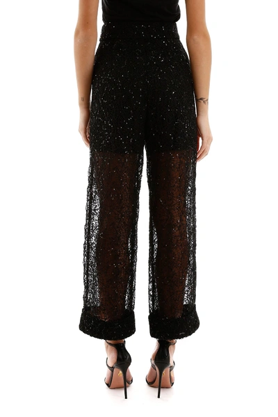 Shop Self-portrait Self Portrait Sequin Lace Trousers In Black