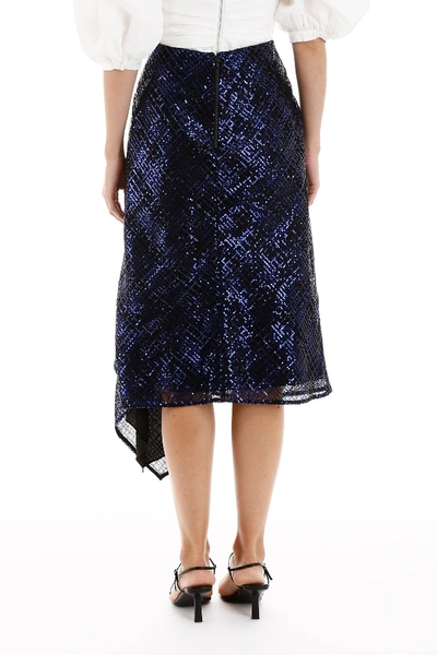 Shop Self-portrait Self Portrait Sequins-covered Skirt In Blue