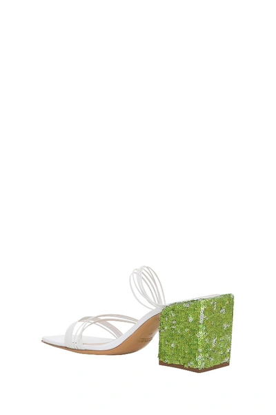 Shop Jacquemus Sequined Heel Mules In White