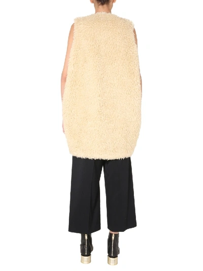 Shop Mm6 Maison Margiela Shearling Vest In Beige