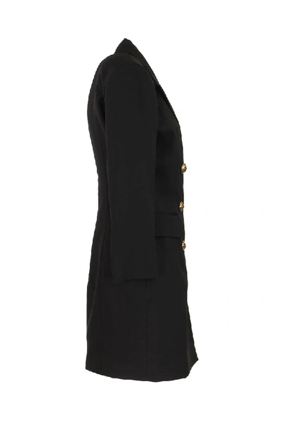 Shop Balmain Short Black Dress With Gold-tone Buttons