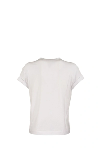 Shop Brunello Cucinelli Short Sleeve T-shirt Cotton Jersey T-shirt With Precious Detail In White