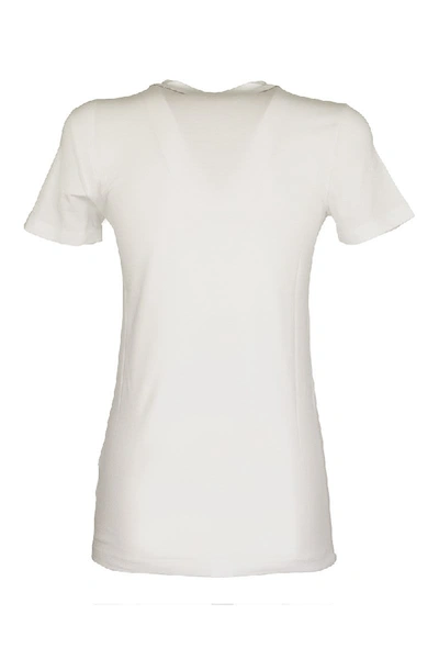 Shop Brunello Cucinelli Short Sleeve T-shirt Stretch Cotton Jersey T-shirt With Monili In White