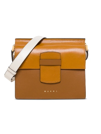 Shop Marni Severine Medium Shoulder Bag In Leather In Brown
