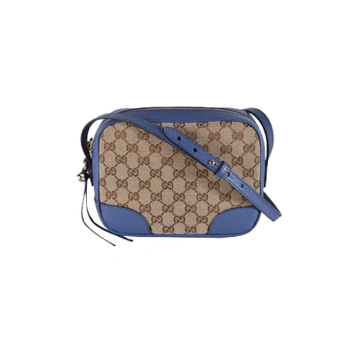 Shop Gucci Shoulder Bag Gg Beige-blue Ssima Fabric In Nero