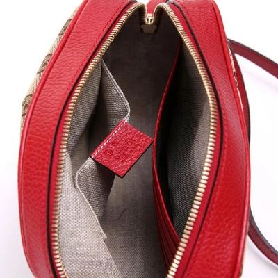 Shop Gucci Shoulder Bag Gg Beige-red Ssima Fabric