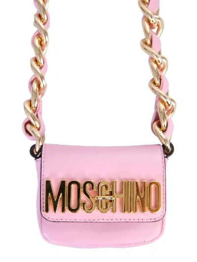 Shop Moschino Shoulder Bag With Logo In Pink