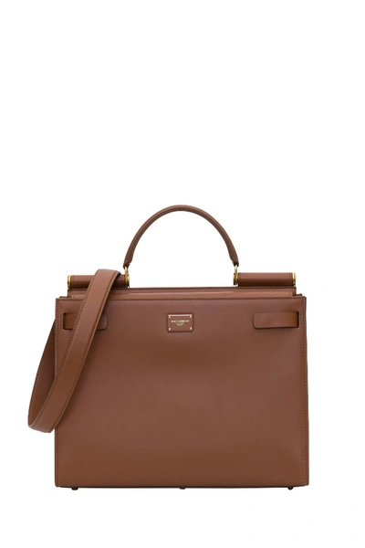 Shop Dolce & Gabbana Sicily 62 Large Bag In Brown