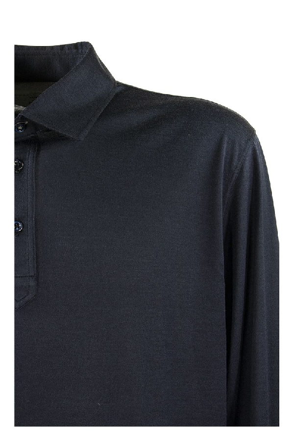 Brunello Cucinelli Silk And Cotton Jersey Long Sleeve Slim Fit Polo ...