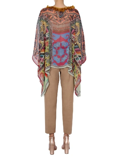 Shop Etro Silk Poncho In Multicolour