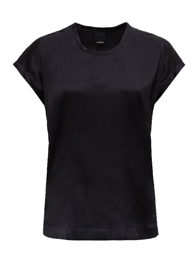 Shop Pinko Silk T-shirt In Black