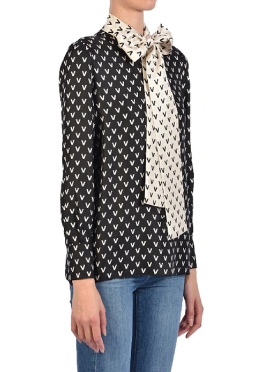 Shop Valentino Silk Shirt With Shirt In Black